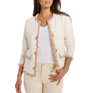 Nic+Zoe Womens Nic + Zoe Mix Trim Knit Jacket